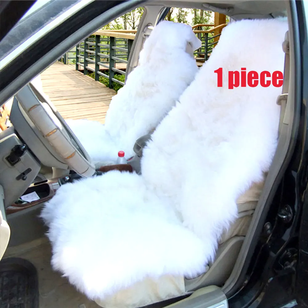 1PC white Натуральный мех Австралийская овчина автомобильные чехлы Универсальный Размер, длинные волосы для автомобиля lada granta для автомобиля kalina priora бесплатно - Название цвета: 1PC white