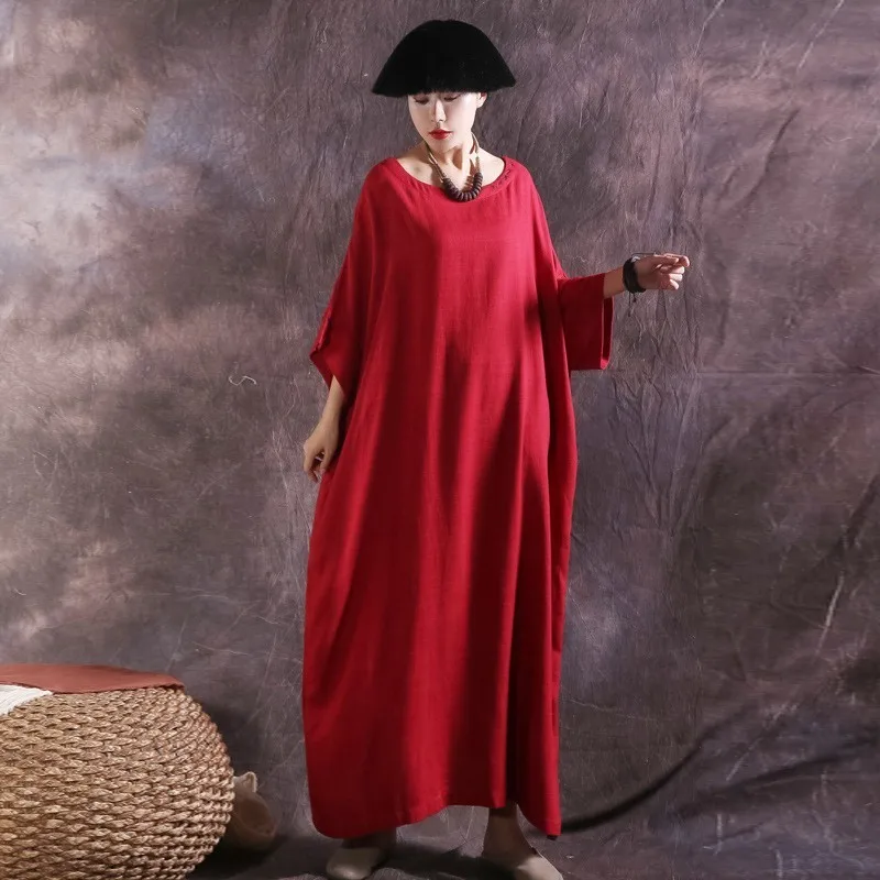 NINI WONDERLAND платье размера плюс для женщин Летнее льняное хлопковое длинное женское