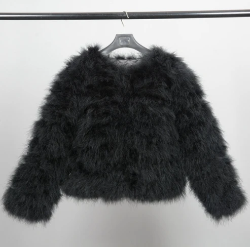 Black JKKFURS Новая женская шуба из натурального меха зимняя теплая куртка из натурального страусиного пера меховая Домашняя одежда наивысшего качества S1002 - Цвет: Black