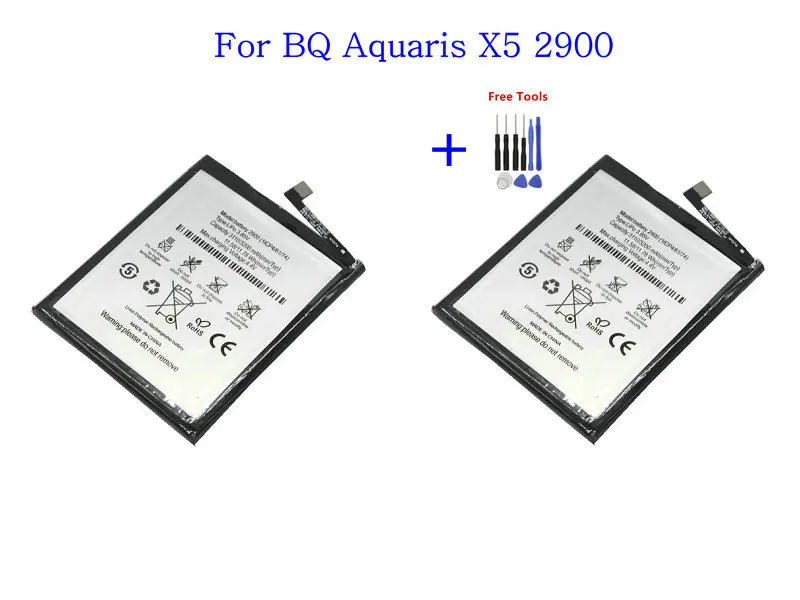 Сменный аккумулятор для телефона BQ 2900 bq2900 2 шт. мАч перезаряжаемые батареи Aquaris X5 +