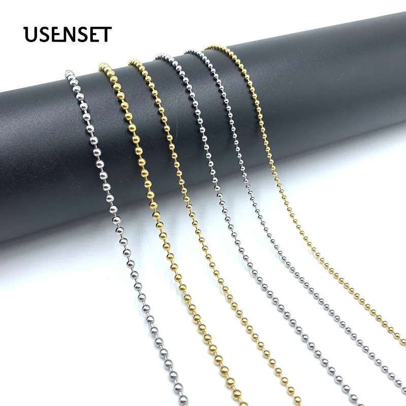 USENSET Charm Beads Necklace Stainless Steel  Pendant Chain  Gold/Silver Color Jewelry Bead Chain Necklace Daily Wear