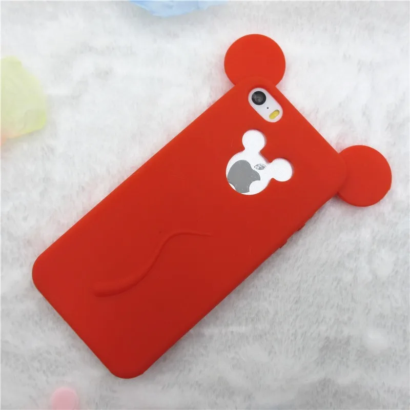 Симпатичная мышь из мультфильма ухо телефон задняя крышка чехол для IPhone 6 6 S 7 8 Plus X Мягкий силиконовый чехол - Цвет: Red