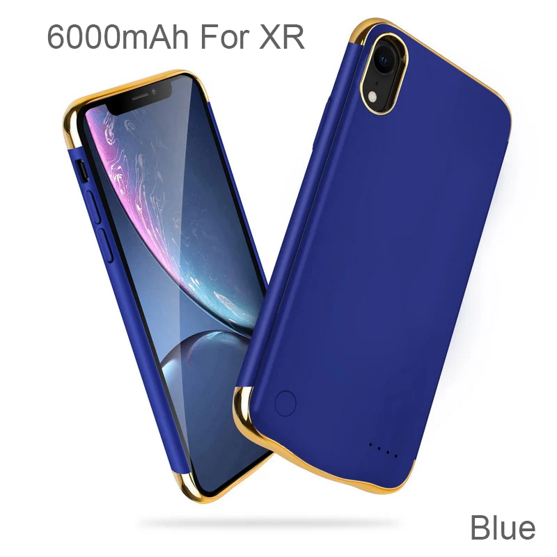 Blue For XR XGODY противоударный чехол-батарея для iphone X XS XR XSMAX 6000 мАч Внешний банк питания для мобильного телефона для iphone X XS XR XSMAX - Цвет: Blue For XR
