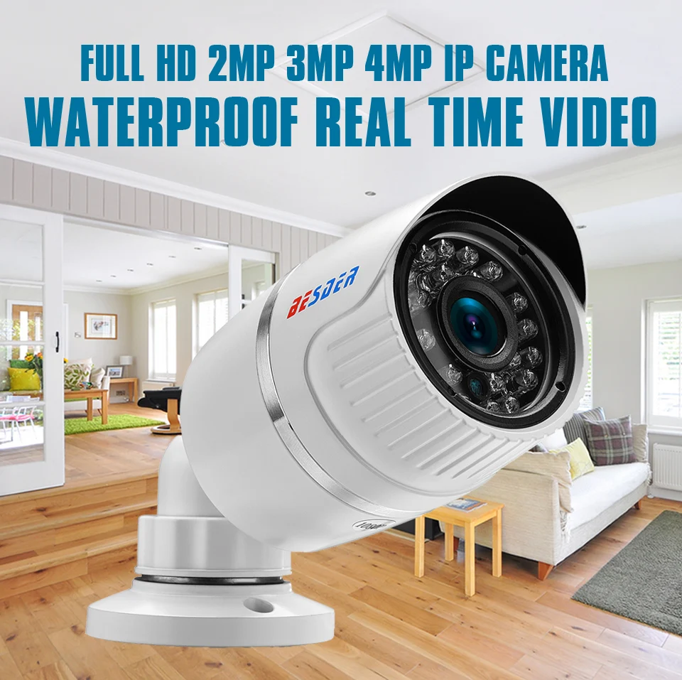 Besder Full HD 1080p ONVIF H.265 POE IP Камера 2MP 4MP P2P открытый Водонепроницаемый камера