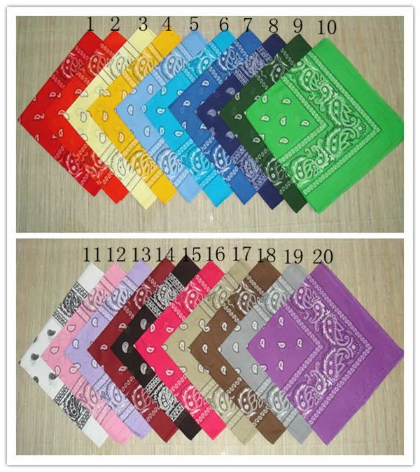 20Pcs 100% Cotton Paisley Bandanas double sided head wrap scarf wristband Free Shipping