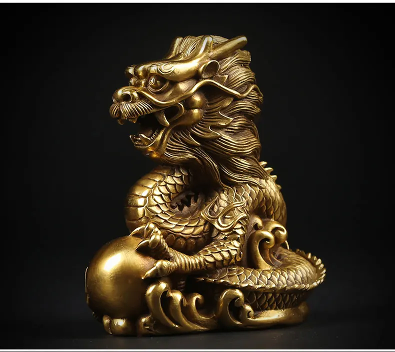 

Медный дракон, Знак зодиака, китайское украшение, расположение дома или гробницы, статуя ручной работы для домашнего интерьера на удачу.