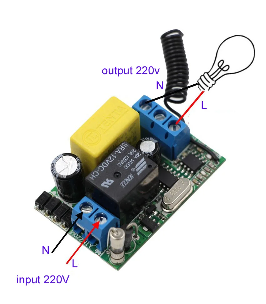 AC220V 1CH 10A Relay Wirelesss Remote Control Switch Output 220V Receiver Transmitter 315/433Mhz | Обустройство дома