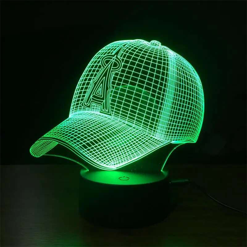 Бейсбольная кепка светодиодный 3d ночник спортивная шапка настольная лампа USB 7