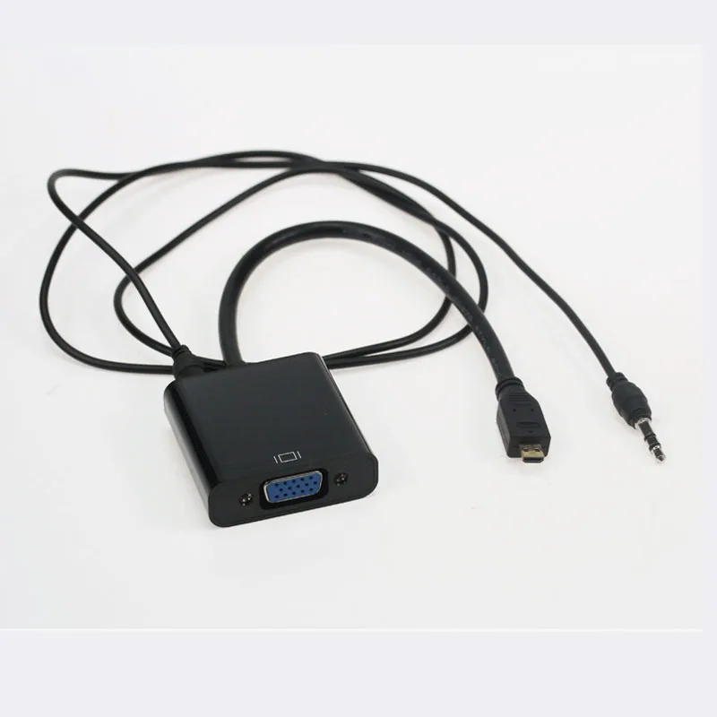 Кабель переходник с Micro HDMI на VGA для передачи цифрового видео и аудио ПК ноутбуков