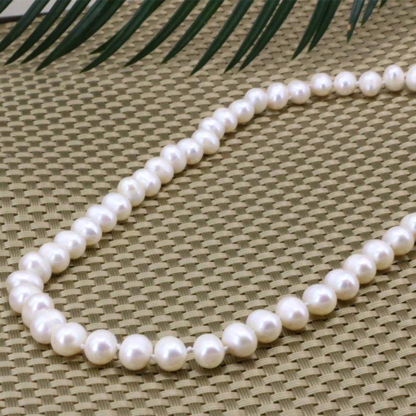 

Hot Sale 8-9mm White Natural Cultured Freshwater Pearl Beads Elegant Necklace for Women Charms Choker Chian Jewelry 18inch B3187