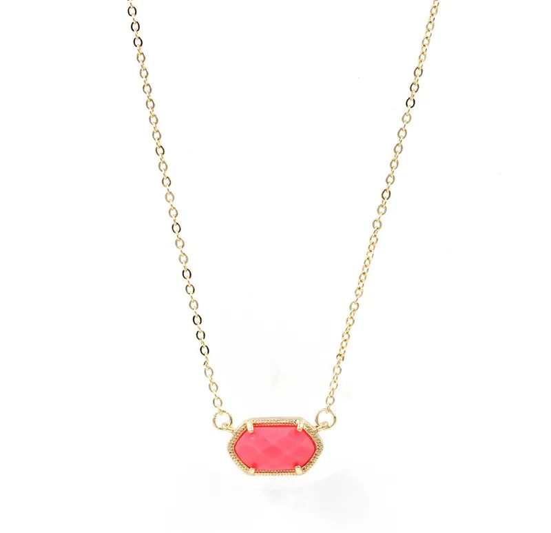 Watermelon red Маленькие овальные летние цветные ожерелья подвески - Окраска металла: Watermelon red