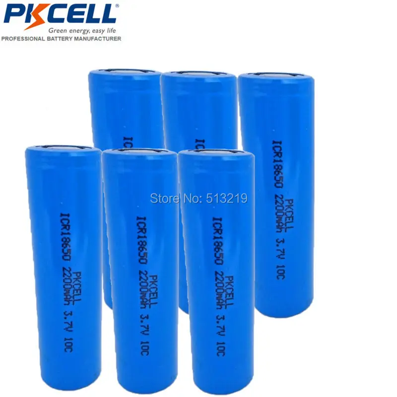 6 литий ионных аккумуляторов PKCELL ICR18650 18650 2200 мАч 3 7 в 10C|battery ag13|battery operated alarm systembattery