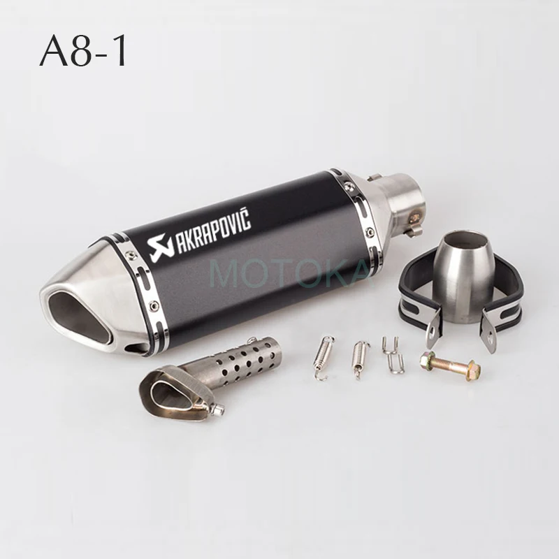 Left/Right Universal Motorcycle Akrapovic Exhaust Pipe Scooter Dirt Pit Bike Motocross KTM 51mm Escape Stainless Steel Slip-on