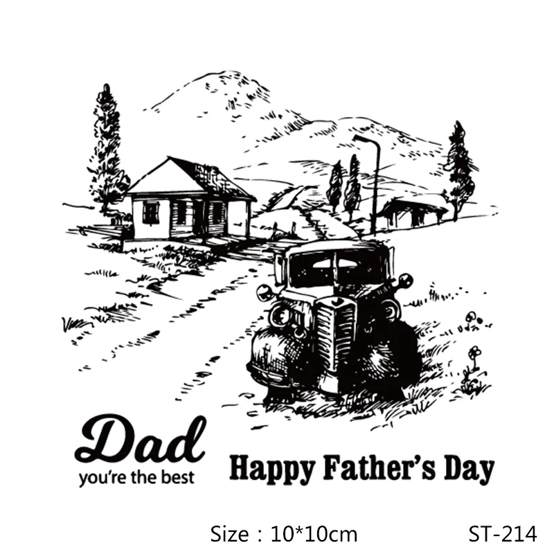 

AZSG Farm Truck Happy Father's Day Clear Stamps/Seals For DIY Scrapbooking/Card Making/Album Decorative Silicone Stamp Crafts