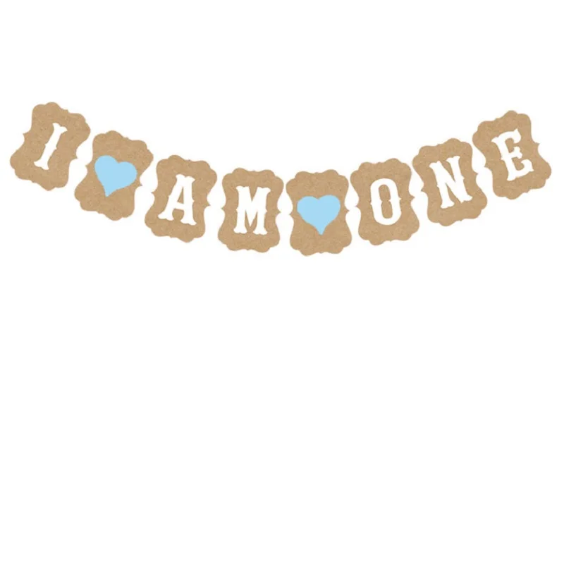 I AM ONE Kraft Paper баннер для маленьких мальчиков и девочек на первый день рождения