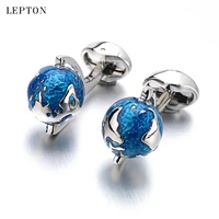 low key luxury globe earth cufflinks blue rotatable globe planet earth world map cuff links festival gift for men cufflinks