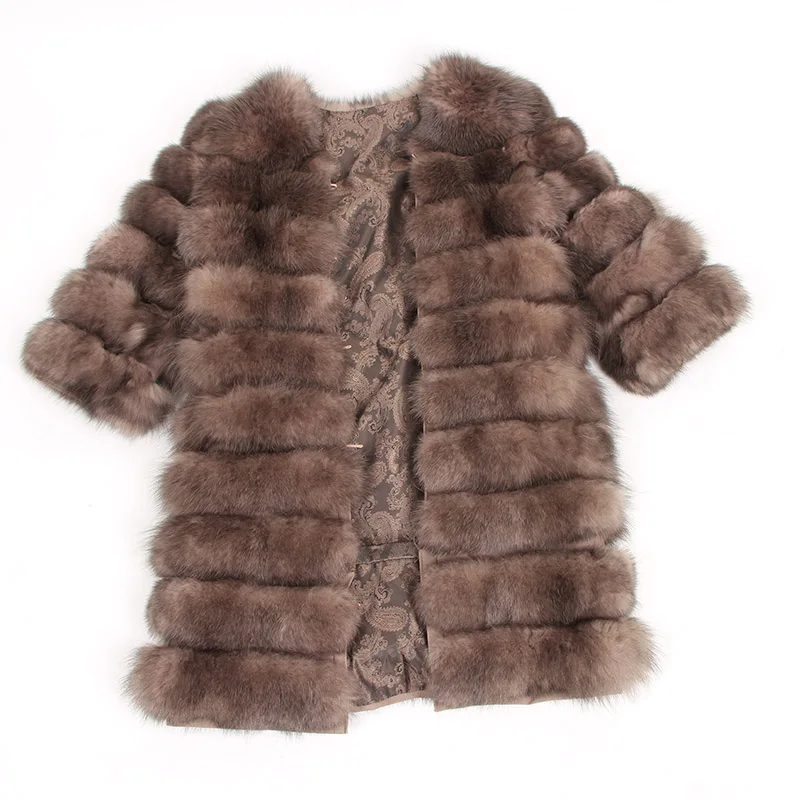 Женская куртка со съемной подкладкой из натурального Лисьего меха теплая