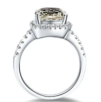 Positive 99 mm Moissantie Ring 3CT Diamond Carbon Cushion Moissanite Ring Jewelry for Women 14k White Gold Certificate Ring