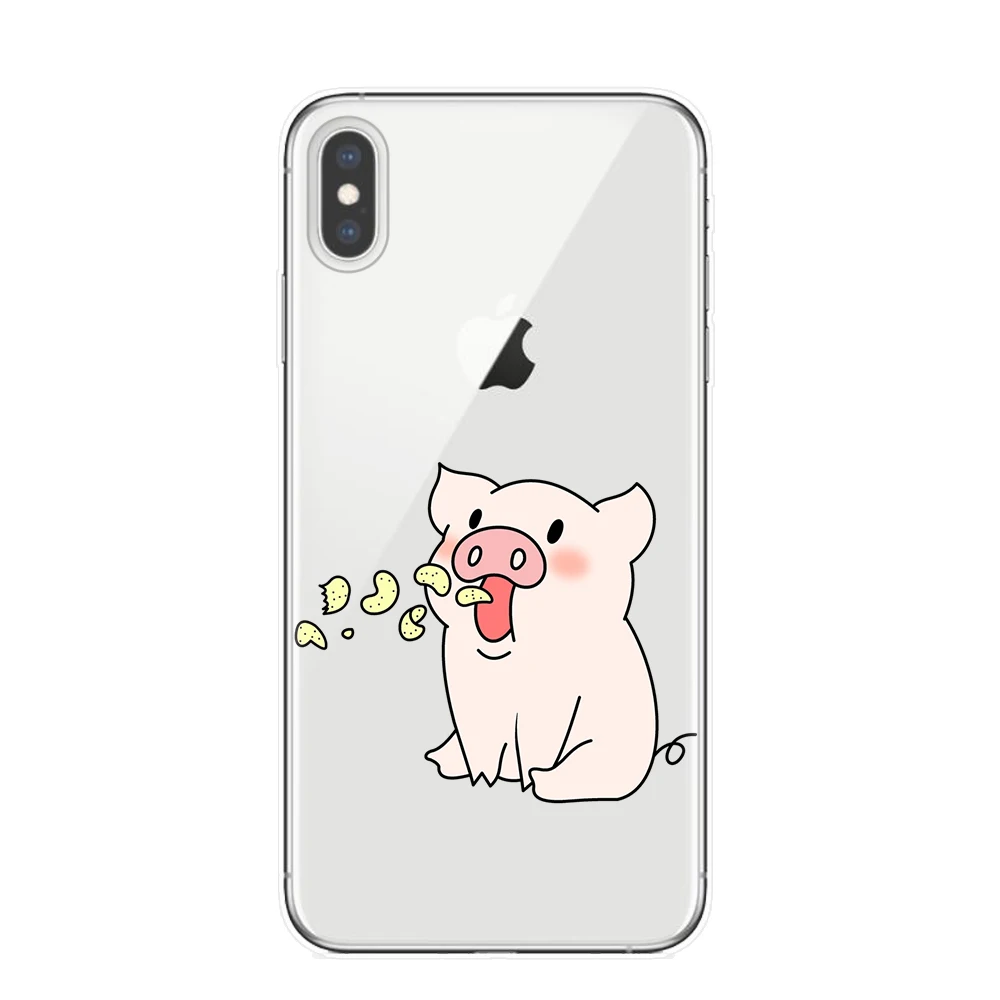 Милый чехол для телефона с рисунком поросенка iphone 6 s 8 7 plus XS Max X XR мягкий модные