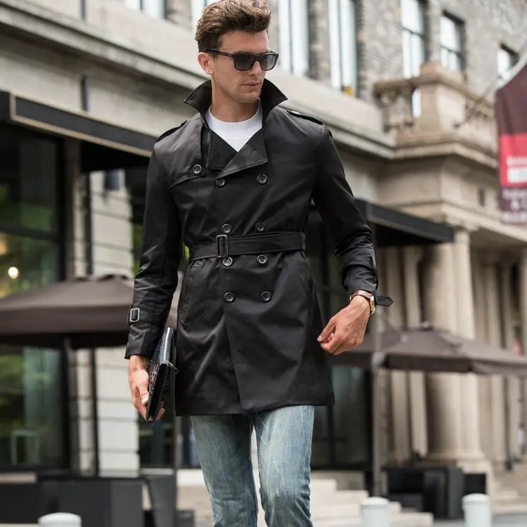 

Spring & autumn plus size men Trench Double Breasted turn-down collar loose long jacket big size coat chest 154 cm 150kg