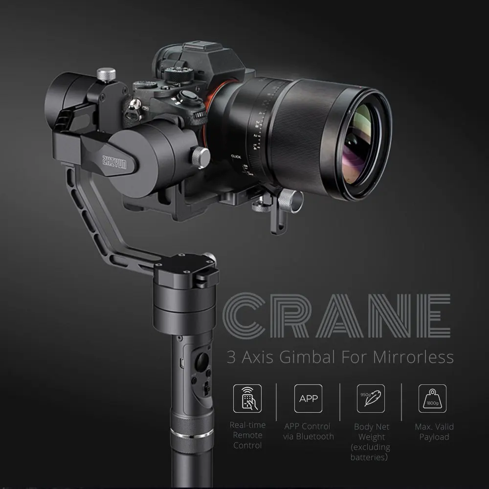 Zhiyun кран (V2) 3-х осевой ручной шарнирный стабилизатор для беззеркальной камеры и