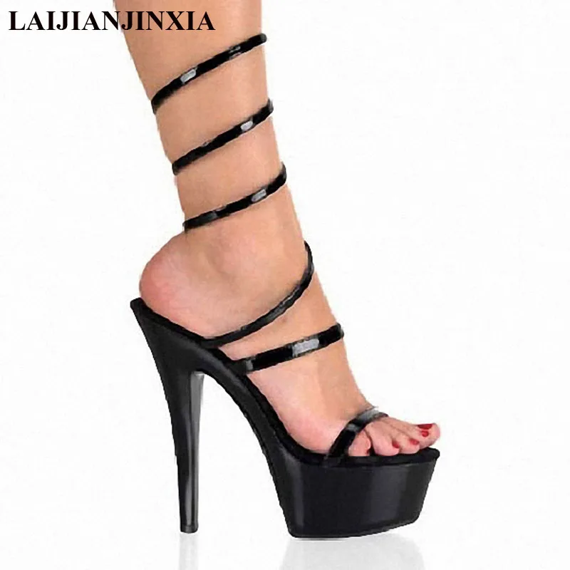 

LAIJIANJINXIA New Sexy 15 CM High-Heeled Sandals Fashion Nightclub Shoes Pole Dancing Shoes Model High Heels Women's Shoes