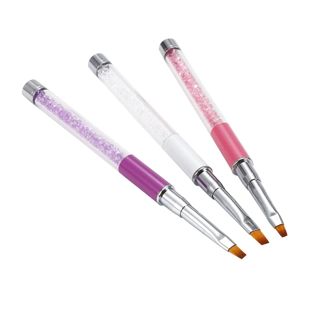 3 шт. акриловая кисть для дизайна ногтей ручка из горного хрусталя УФ-гель размера