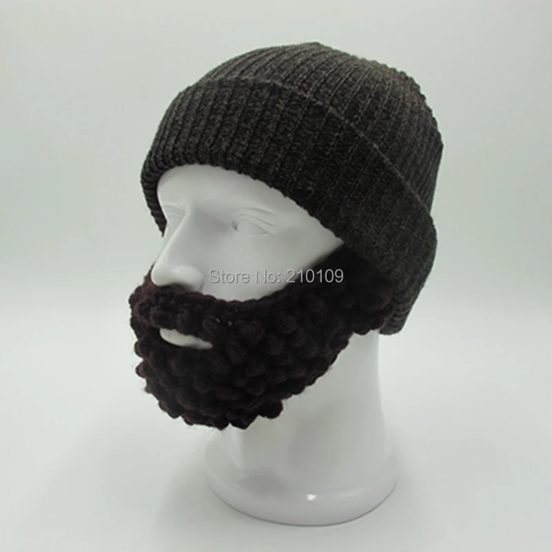 Mr.Kooky Novelty Winter Cool Solid Warm Soft Beard Beanies Skull Hats Knitted Touca Gorro Party Cap Men's Women's Birthday Gifts |