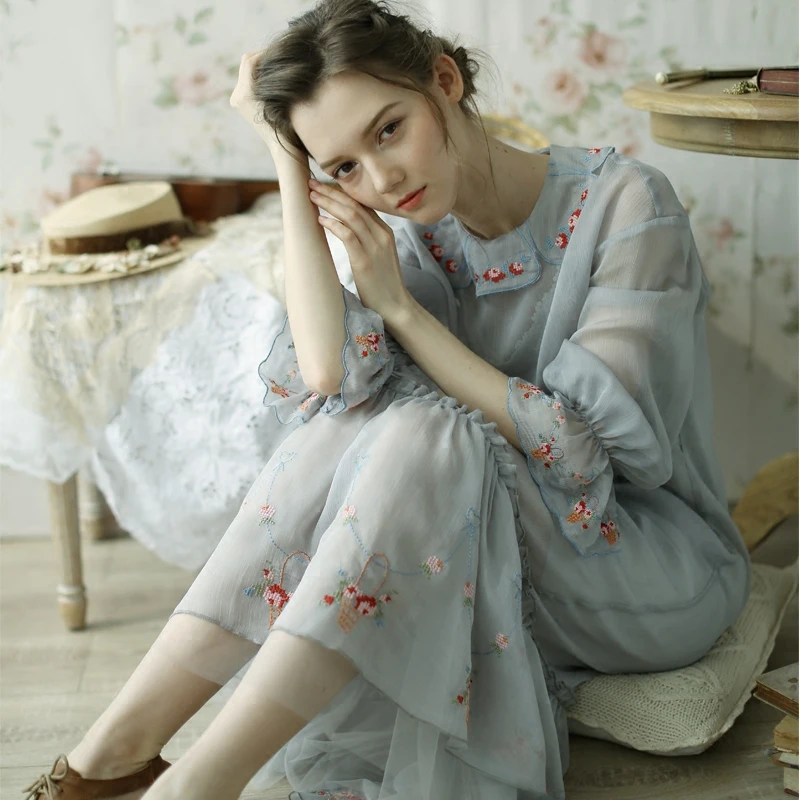 Женское платье с вышивкой LYNETTE'S в китайском стиле оригинальный дизайн