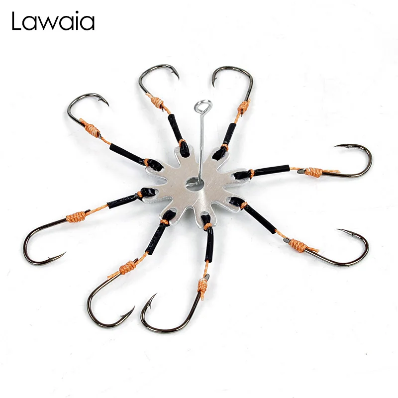 Lawaia Fishing Hooks Flap High Carbon Steel Clip Cake Hook 2 Pay 16 Hooks With Barbed Explosion Eight Claw Hook Sea Fishing Gear
