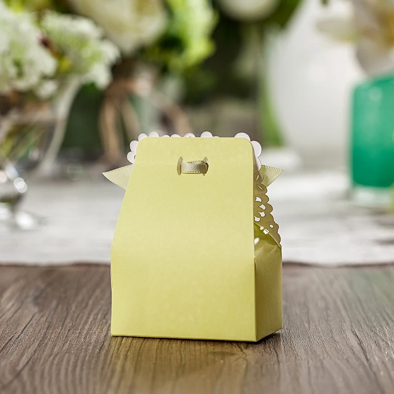 Лимон Зеленый цвет лазерная резка цветок коробка конфет Свадебная вечеринка