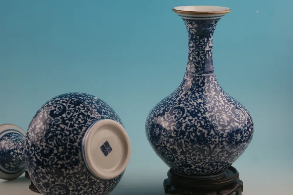 Синий и белый фарфор китайская старинная ручная роспись атмосферная ваза|vase