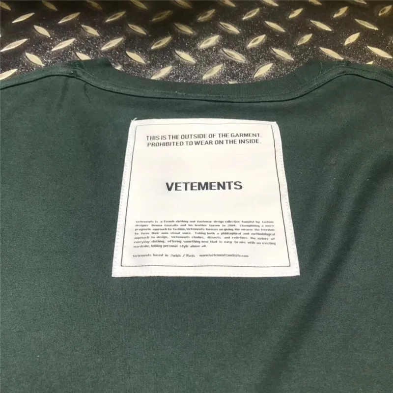 

19ss Patch Vetements T-Shirts Oversize Yellow Green Black White Vetements T Shirts Embroidery Both Sides Vetements Top Tees
