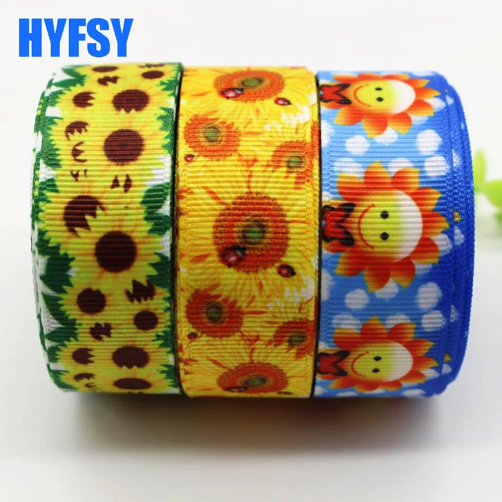 Hyfsy 10059 22 мм лента с подсолнечником мультфильм 10 ярдов/подарочная упаковка «сделай сам» головной убор ручной работы корсажная лента