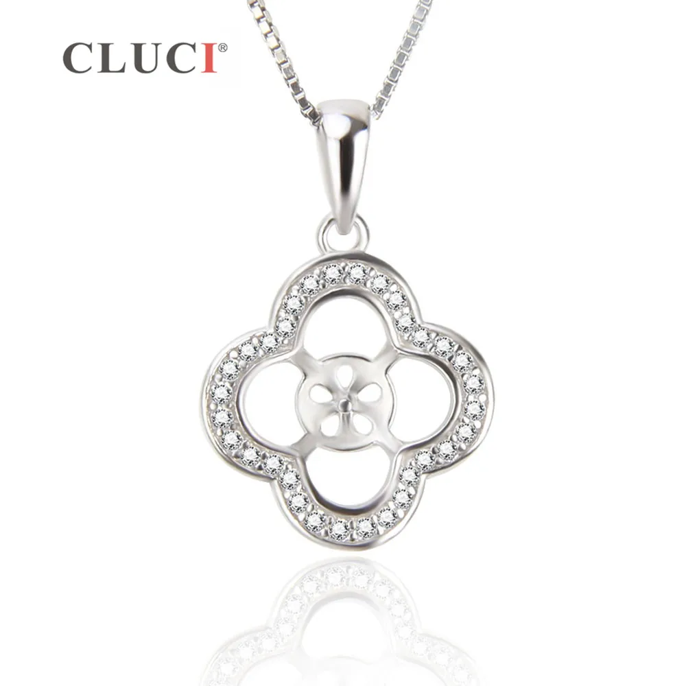 Ювелирные изделия CLUCI для женщин кулон в форме листа круглый жемчуг Стерлинговое