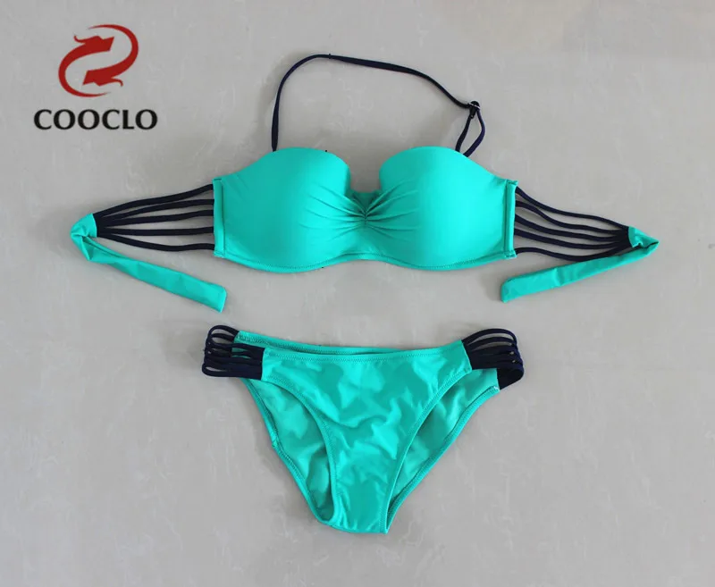 Женский купальник-бикини COOCLO бандажный однотонный для молодых девушек винтажный