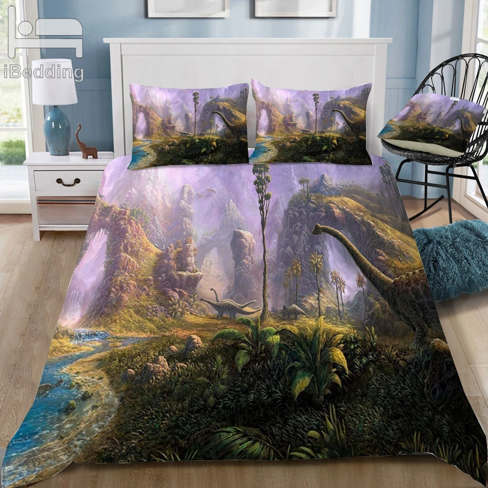 Fierce древняя мультфильм постельное белье с изображением динозавров набор Твин Queen