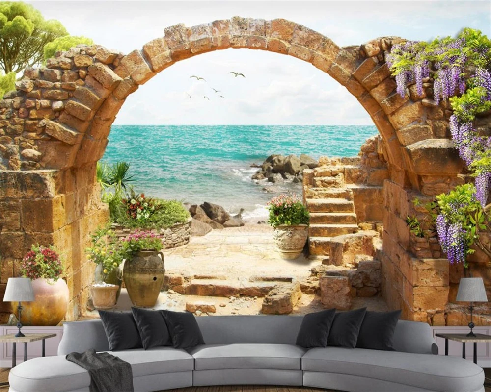 Пользовательские 3d обои для гостиной Новый Шелковый материал отель сад камень