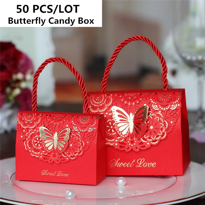 

50pcs/lot Butterfly Portable Party Candy Boxes S/M/L Baby Shower Gift Boxes wedding party favor box Candy gift boxes