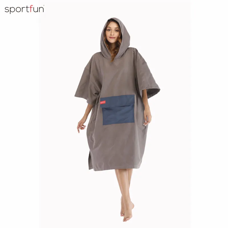 elegant grey Микрофибра гидрокостюм пеленания халат пончо с капюшоном быстросохнущие с Капюшоном Полотенца для плавания пляж серфинга пончо компактный легкий - Цвет: elegant grey