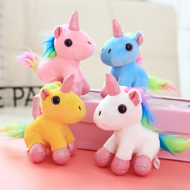 12 см милый Радужный Единорог Мягкая Плюшевая Игрушка чучела животных стежка Kawaii