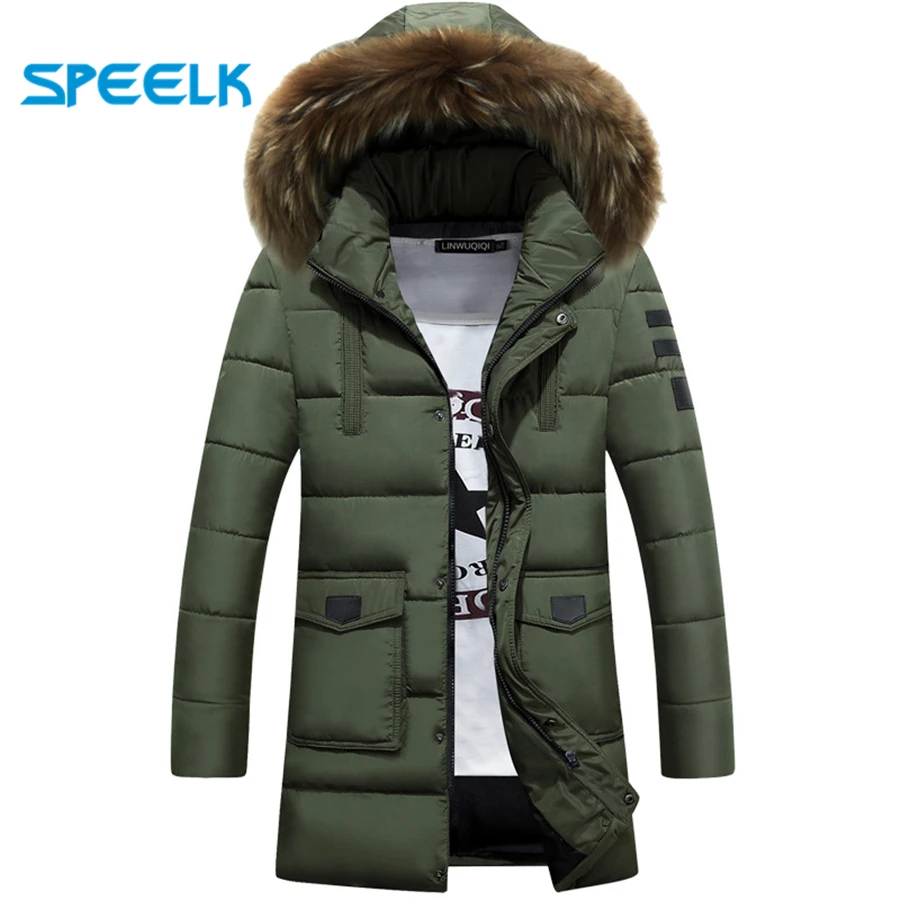 Winter Jackets Parka Men Windbreaker Large Fur Collar Coat Mens Mid-long Thickening Jacket Male Autumn Winter Warm Outwear