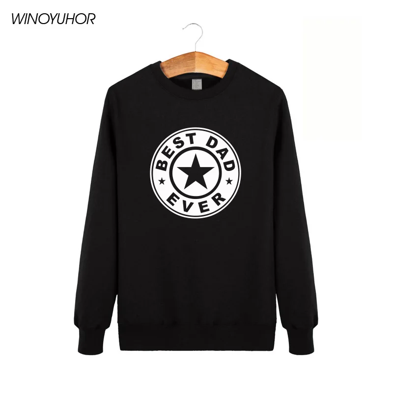 

Fathers Day Gift Best Dad Ever Printed Men's Hoodies Winter Casual O Neck Sweatshirts High Quality Pullovers Homme