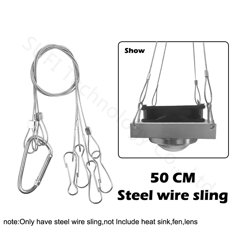 Steel wire sling Светодиодный алюминиевый радиатор с вентилятором с объективом 60 90 120 градусов для 20 Вт 30 Вт 50 Вт 100 Вт светодиодный электронный теплоохладитель - Испускаемый цвет: Steel wire sling
