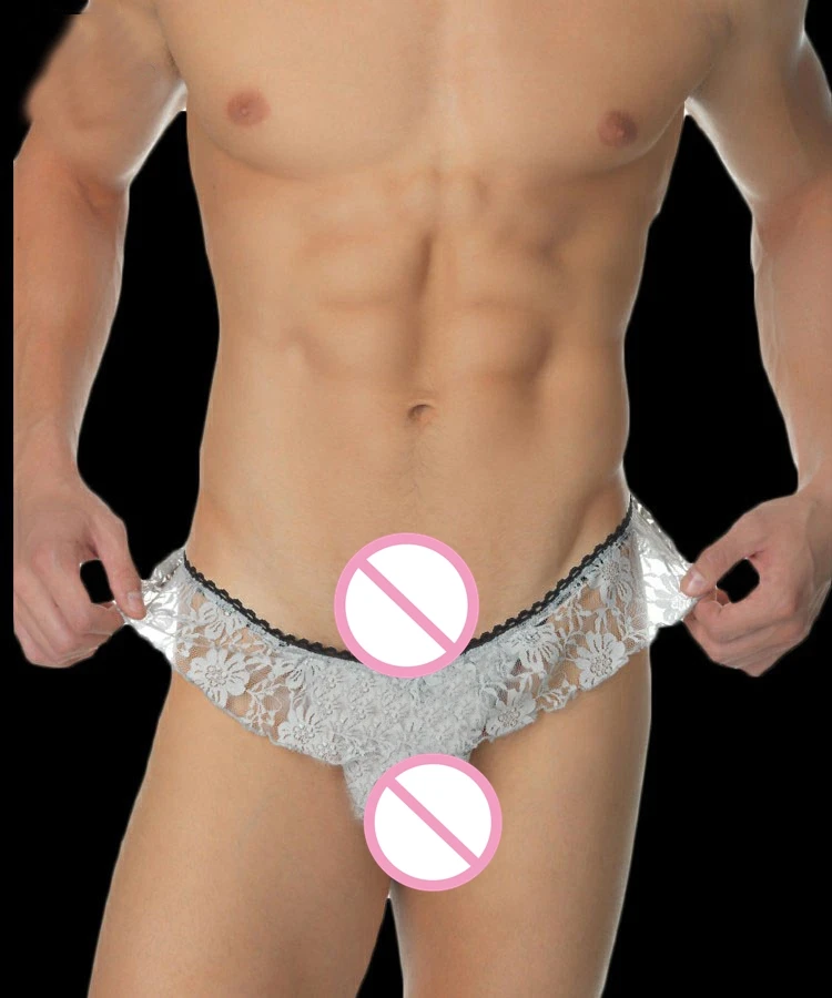 Мужские трусы брифы с заниженной талией черные кружевные джоки вырезами