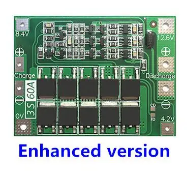 Enhanced version 3S 60A литий-ионная батарея зарядное устройство Защитная плата PCB BMS для электродвигателя 12,6 в 13,6 В Lipo ячеечный модуль - Цвет: Enhanced version