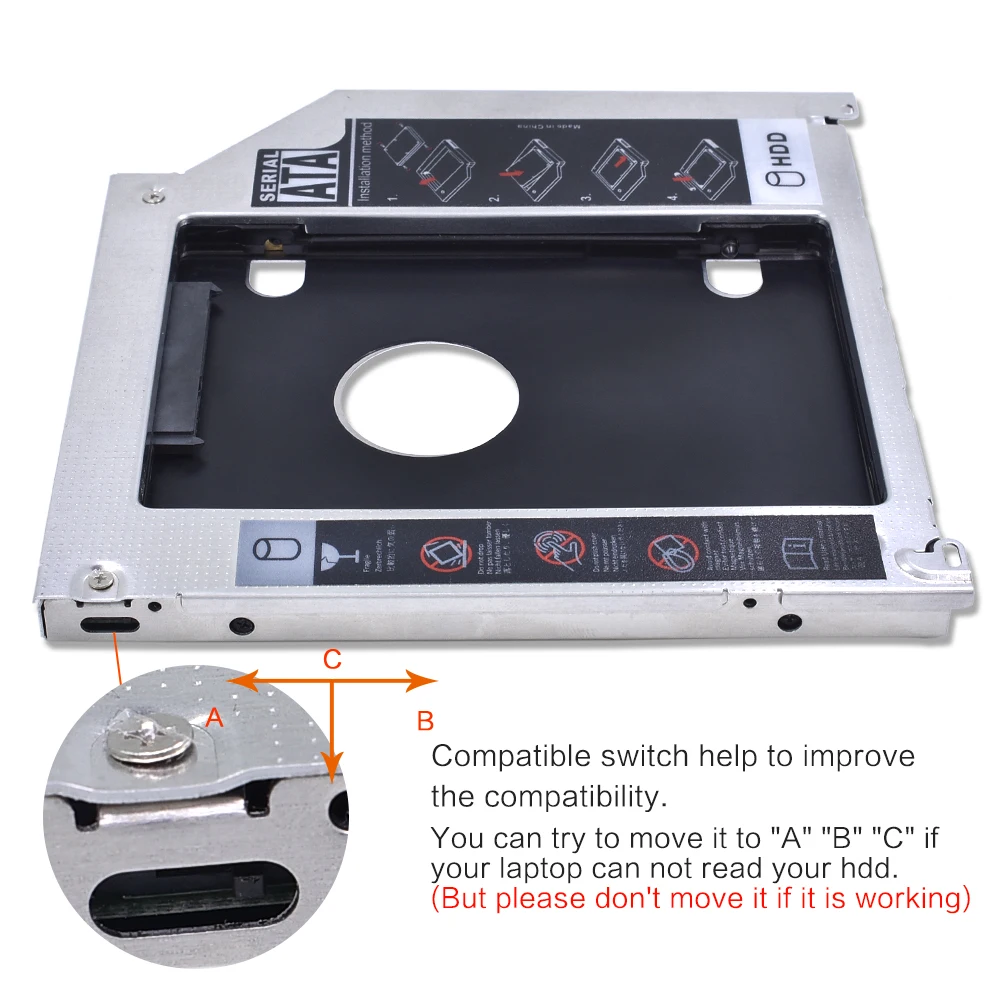 Алюминиевый корпус TISHRIC Optibay для второго жесткого диска Caddy 9 5 мм SATA 3 0 SSD CD DVD caddy