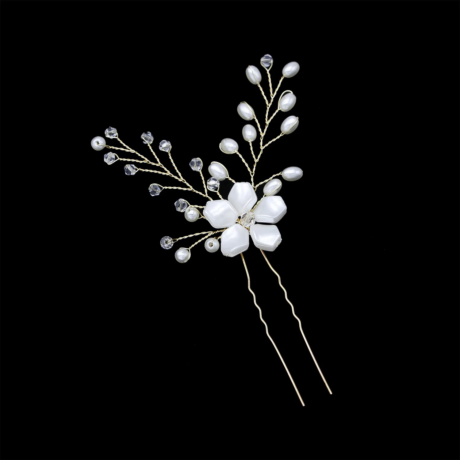 

Gold Hair Pins Pearl Clear Crystal Wedding Hair Accessories Silver Bridal Hairpiece Cheap Simple Elegant Hair Jewelry 2019