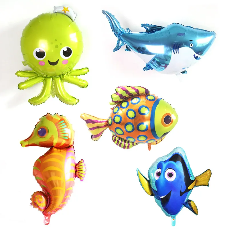 Aluminum Film Balloon Cartoon Children Toy Octopus Great White Shark | Дом и сад