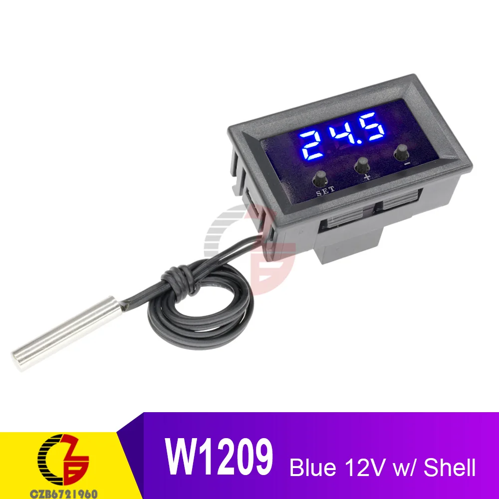 Blue with Shell W1209 W1209WK светодиодный цифровой регулятор температуры 12 В 110 В 220 в домашний инкубатор Автомобильный термометр метеостанция - Цвет: Blue with Shell